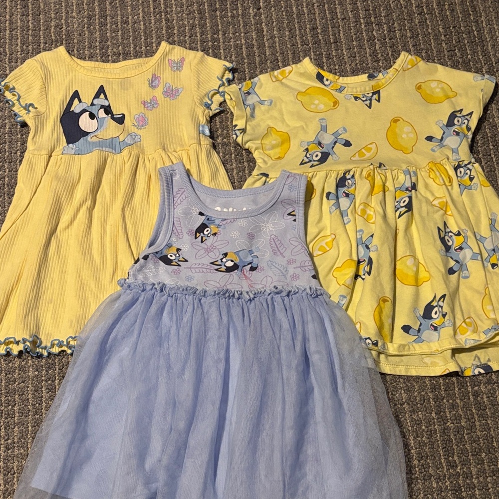Adorable Bluey Dress Trio in Yellow and Blue